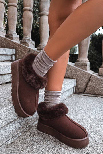 Botas de nieve con plataforma y piel Big Star UU274203 en chocolate