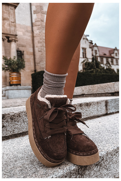 Botas de nieve con plataforma y cordones Big Star UU274188 en chocolate