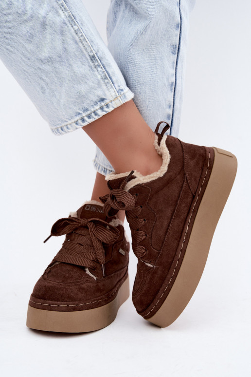 Botas de nieve con plataforma y cordones Big Star UU274188 en chocolate