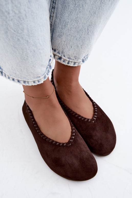 Bailarinas con ribete trenzado color chocolate Talessa