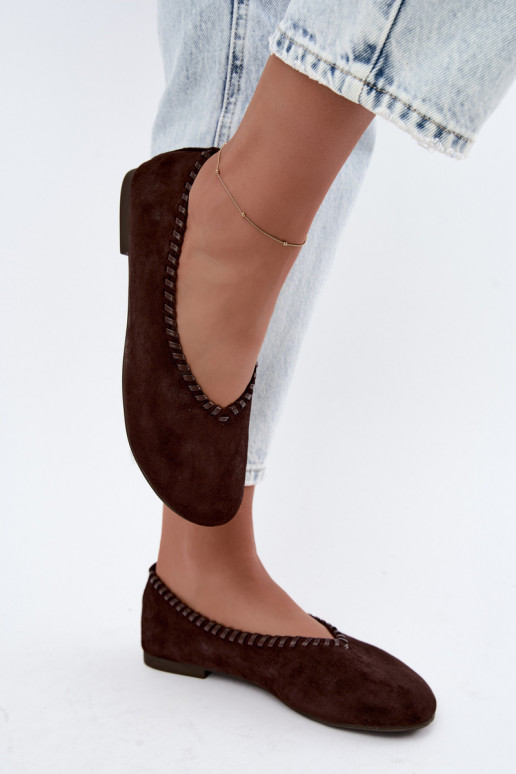 Bailarinas con ribete trenzado color chocolate Talessa