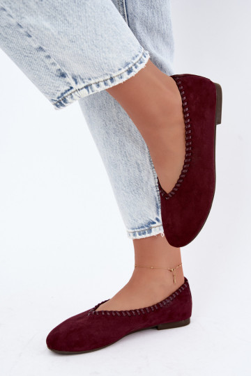 Bailarinas con ribete trenzado color burdeos Talessa