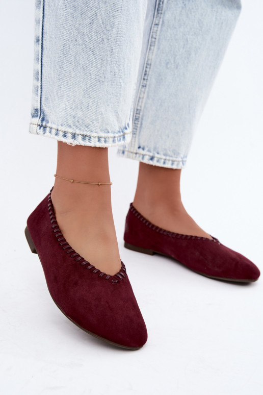 Bailarinas con ribete trenzado color burdeos Talessa