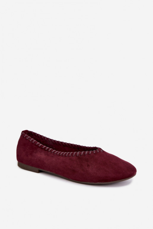 Bailarinas con ribete trenzado color burdeos Talessa
