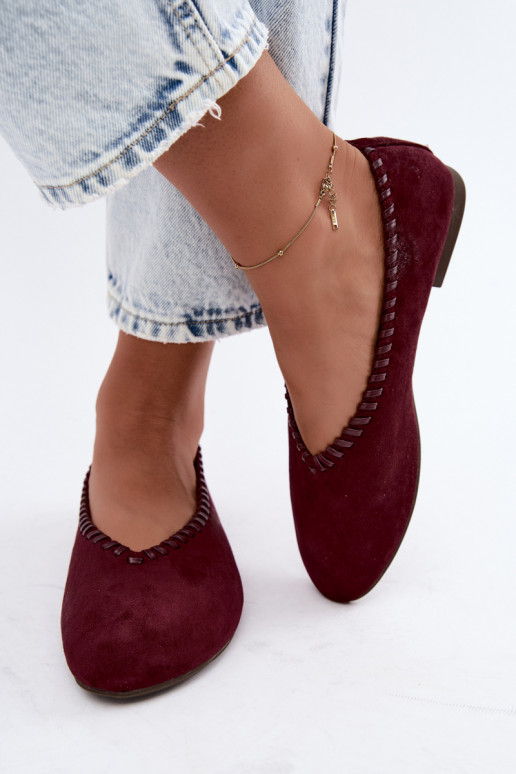Bailarinas con ribete trenzado color burdeos Talessa