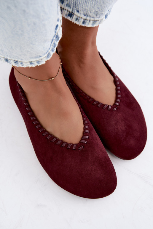 Bailarinas con ribete trenzado color burdeos Talessa