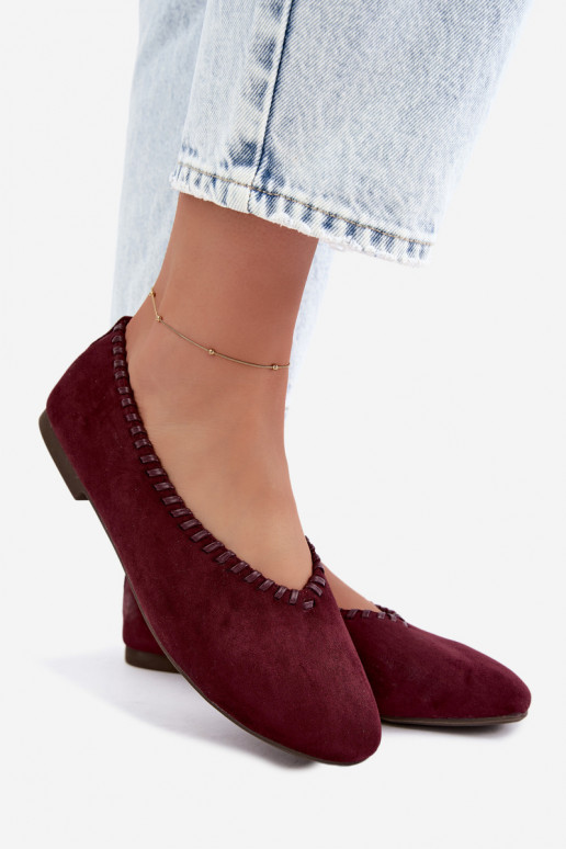 Bailarinas con ribete trenzado color burdeos Talessa