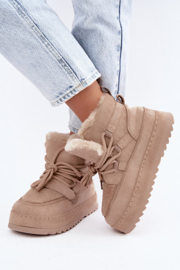 Botas de invierno color arena con cordones en plataforma Coraliah 2