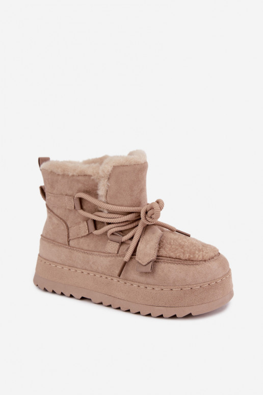 Botas de invierno color arena con cordones en plataforma Coraliah