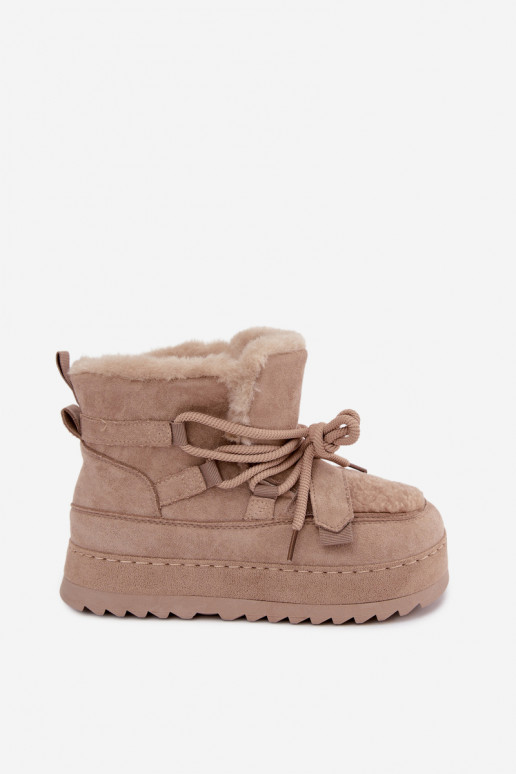 Botas de invierno color arena con cordones en plataforma Coraliah