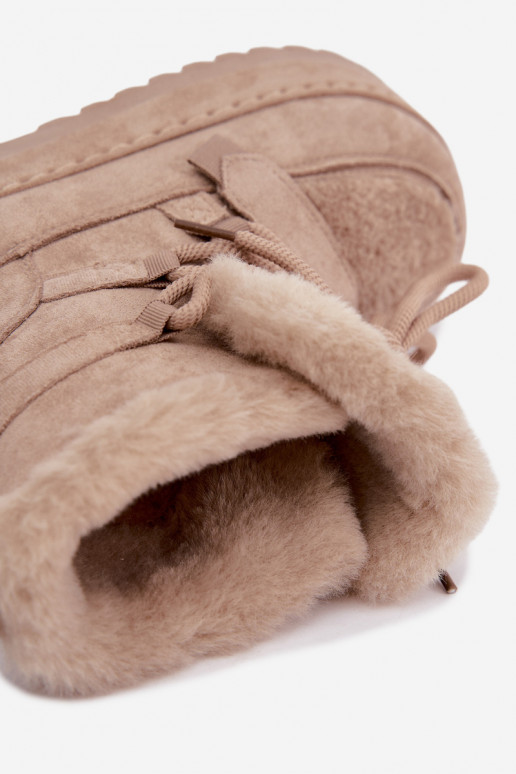 Botas de invierno color arena con cordones en plataforma Coraliah