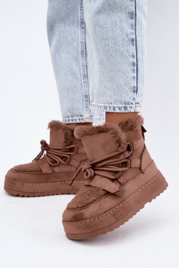 Botas de invierno marrones con cordones en plataforma Coraliah