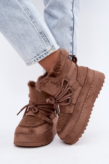 Botas de invierno marrones con cordones en plataforma Coraliah 2