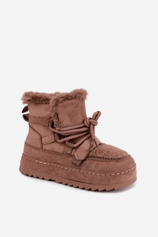Botas de invierno marrones con cordones en plataforma Coraliah