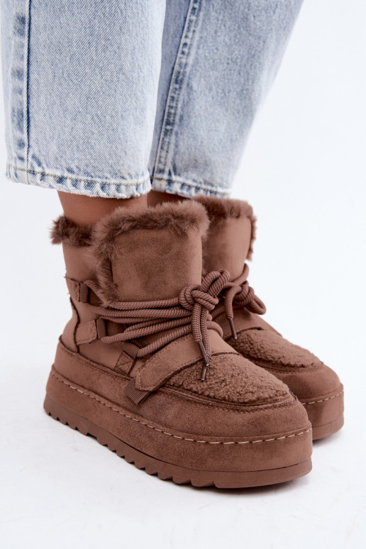 Botas de invierno marrones con cordones en plataforma Coraliah