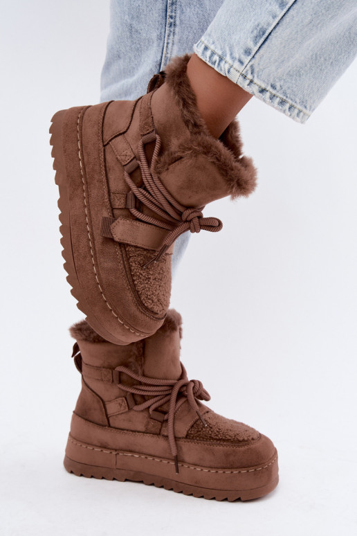 Botas de invierno marrones con cordones en plataforma Coraliah