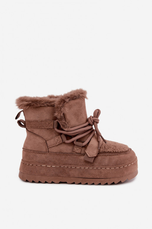 Botas de invierno marrones con cordones en plataforma Coraliah