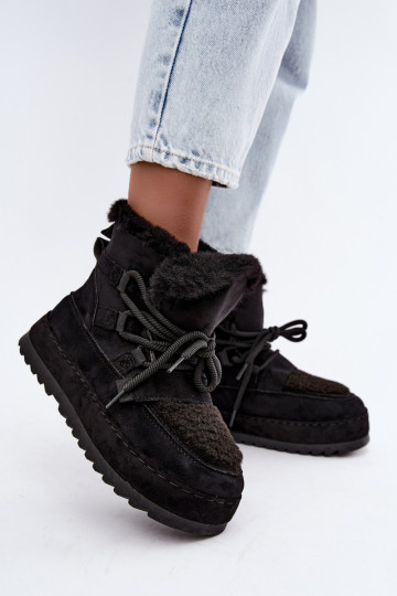 Botas de invierno negras con cordones en plataforma Coraliah