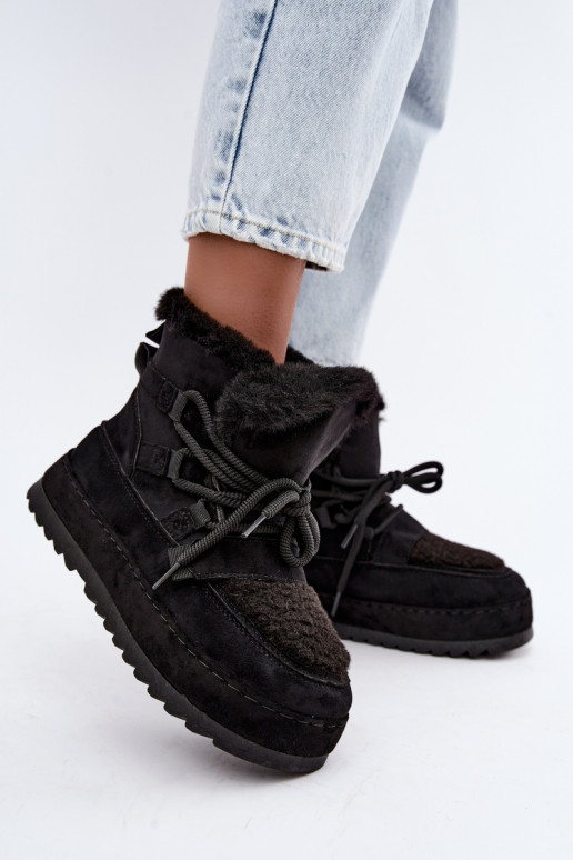 Botas de invierno negras con cordones en plataforma Coraliah