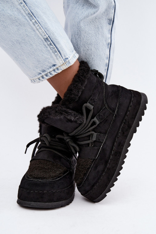 Botas de invierno negras con cordones en plataforma Coraliah