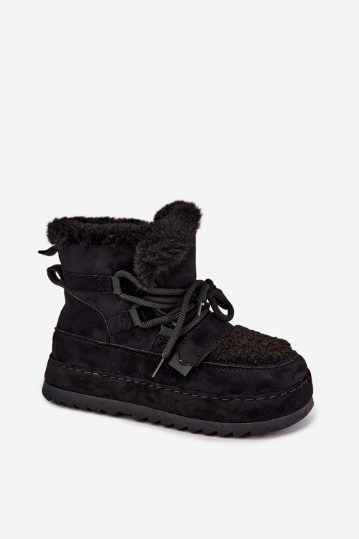 Botas de invierno negras con cordones en plataforma Coraliah
