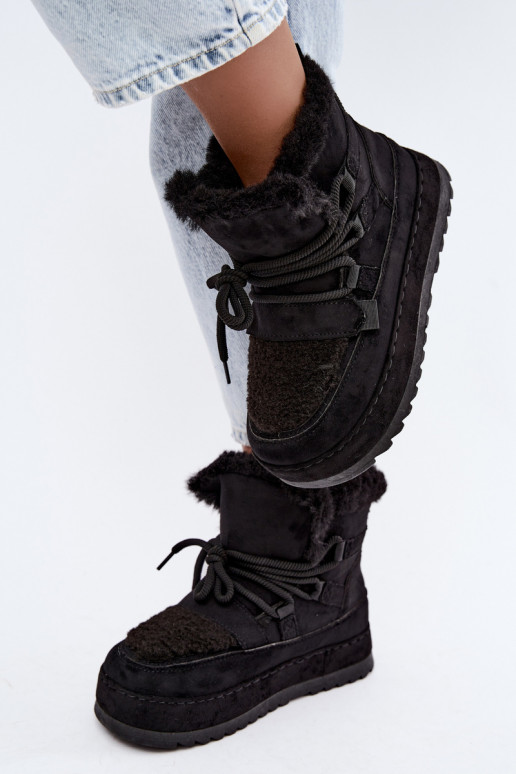 Botas de invierno negras con cordones en plataforma Coraliah