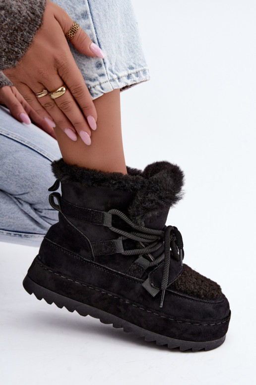 Botas de invierno negras con cordones en plataforma Coraliah