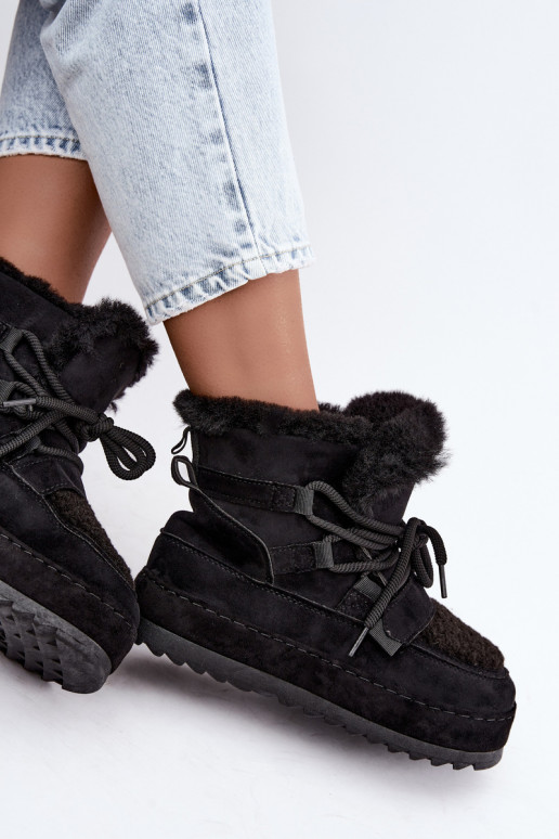 Botas de invierno negras con cordones en plataforma Coraliah