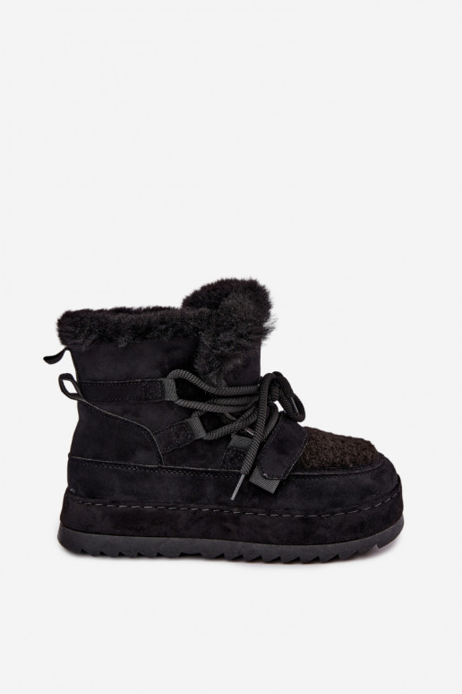 Botas de invierno negras con cordones en plataforma Coraliah
