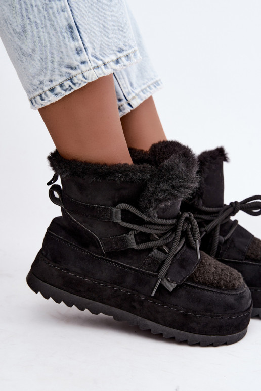 Botas de invierno negras con cordones en plataforma Coraliah