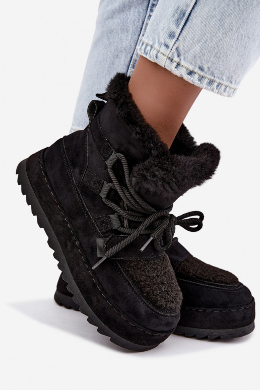 Botas de invierno negras con cordones en plataforma Coraliah