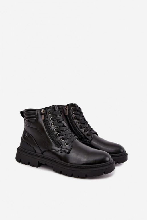 Botas de cuero negras aisladas para hombre Big Star UU174242