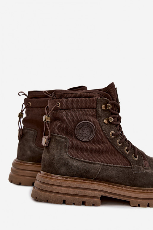 Botas de ante marrón oscuro para hombre Big Star UU174254