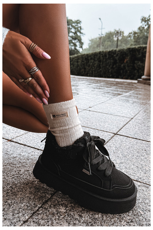 Botas de nieve de mujer con plataforma y piel Big Star SS274104 en negro