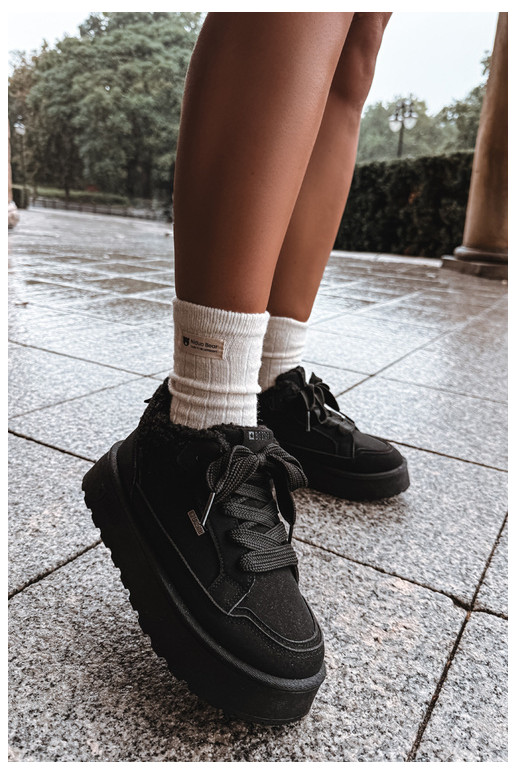 Botas de nieve de mujer con plataforma y piel Big Star SS274104 en negro