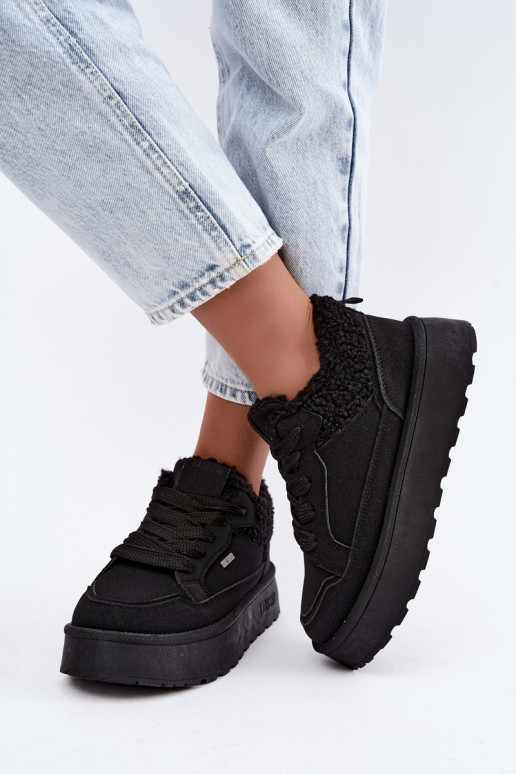 Botas de nieve de mujer con plataforma y piel Big Star SS274104 en negro