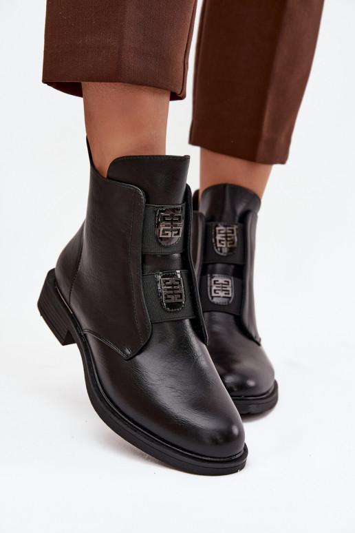 Botines aislados negros de tacón bajo para mujer Tavressa