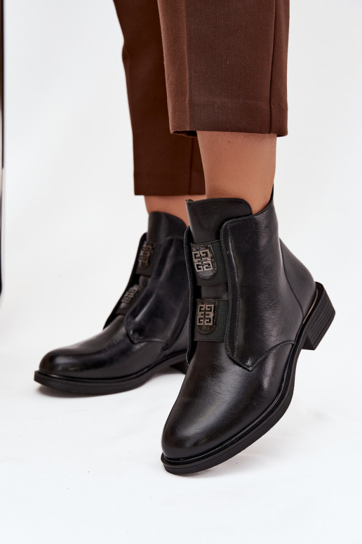 Botines aislados negros de tacón bajo para mujer Tavressa