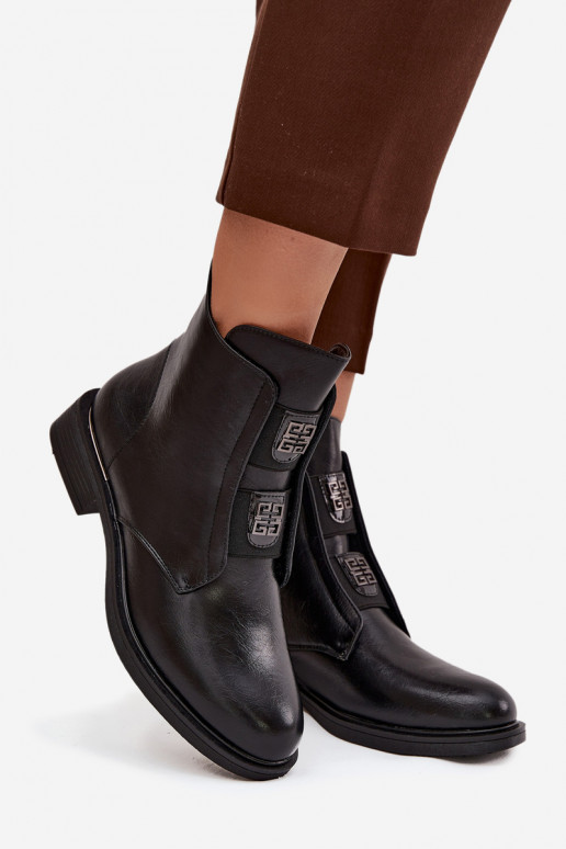 Botines aislados negros de tacón bajo para mujer Tavressa