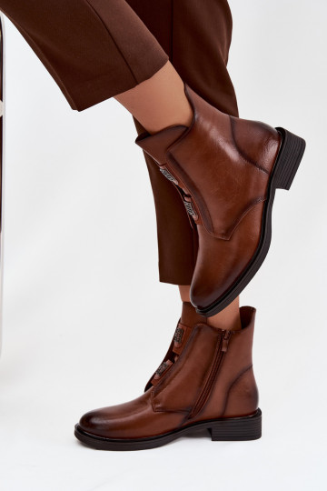 Botines aislados marrones de tacón bajo para mujer Tavressa
