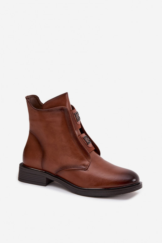 Botines aislados marrones de tacón bajo para mujer Tavressa