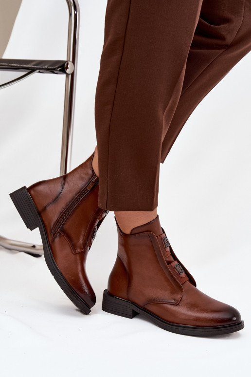 Botines aislados marrones de tacón bajo para mujer Tavressa