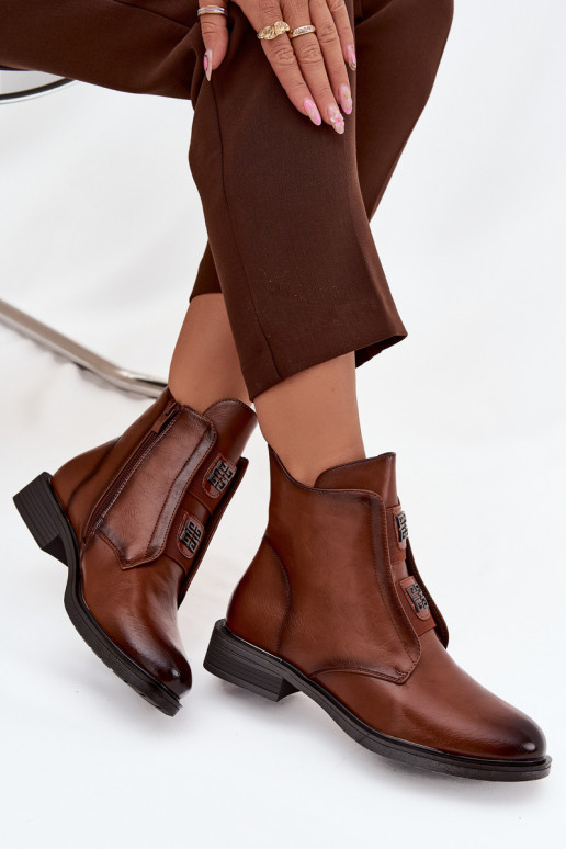 Botines aislados marrones de tacón bajo para mujer Tavressa