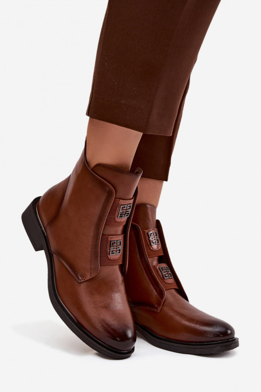 Botines aislados marrones de tacón bajo para mujer Tavressa
