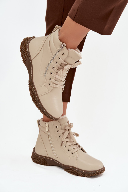 Botines aislados color arena con pelo sintético dentro para mujer Ulverina