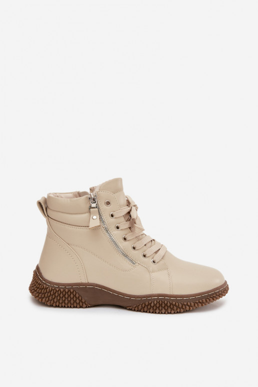 Botines aislados color arena con pelo sintético dentro para mujer Ulverina
