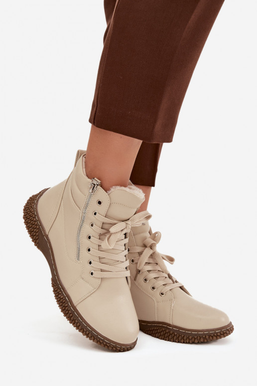 Botines aislados color arena con pelo sintético dentro para mujer Ulverina