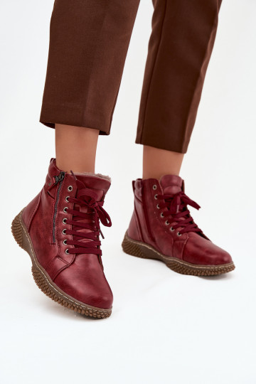 Botines aislados burdeos con pelo sintético dentro para mujer Ulverina