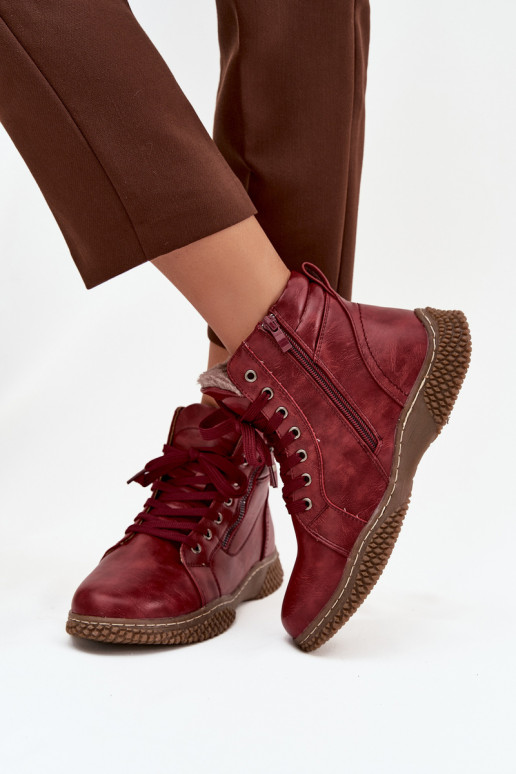 Botines aislados burdeos con pelo sintético dentro para mujer Ulverina
