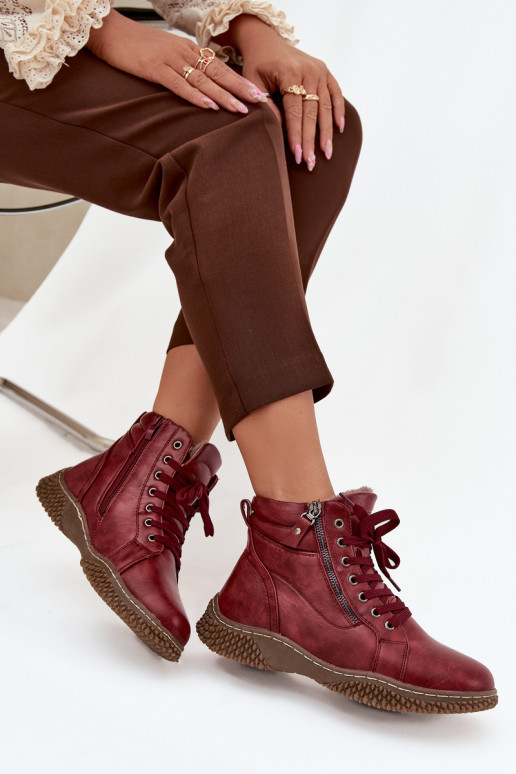 Botines aislados burdeos con pelo sintético dentro para mujer Ulverina